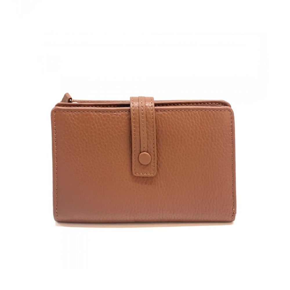 Portafoglio donna cuoio scuro in pelle 16x10 cm Flora