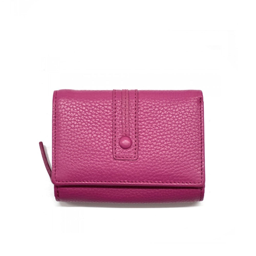 Portafoglio donna fucsia in pelle 12.2x9 cm Jessa