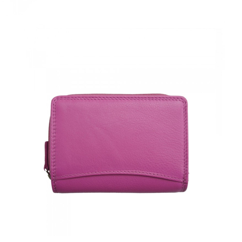 Portafoglio donna fucsia in pelle 15x10 cm - Diamante
