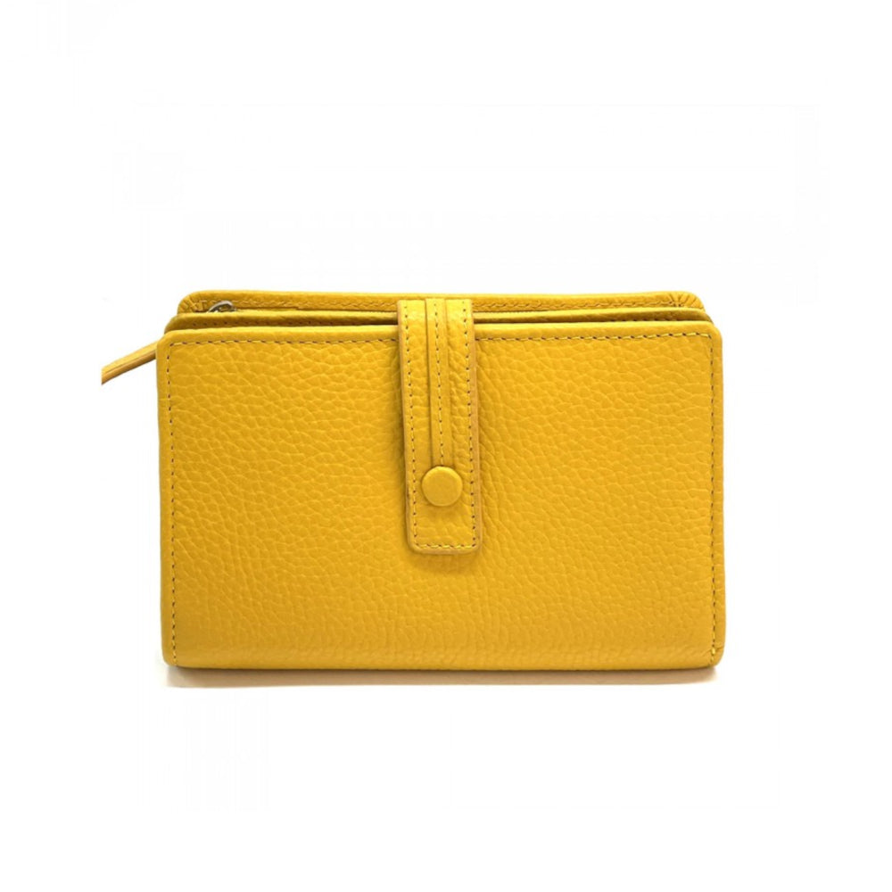 Portafoglio donna giallo in pelle 16x10 cm Flora