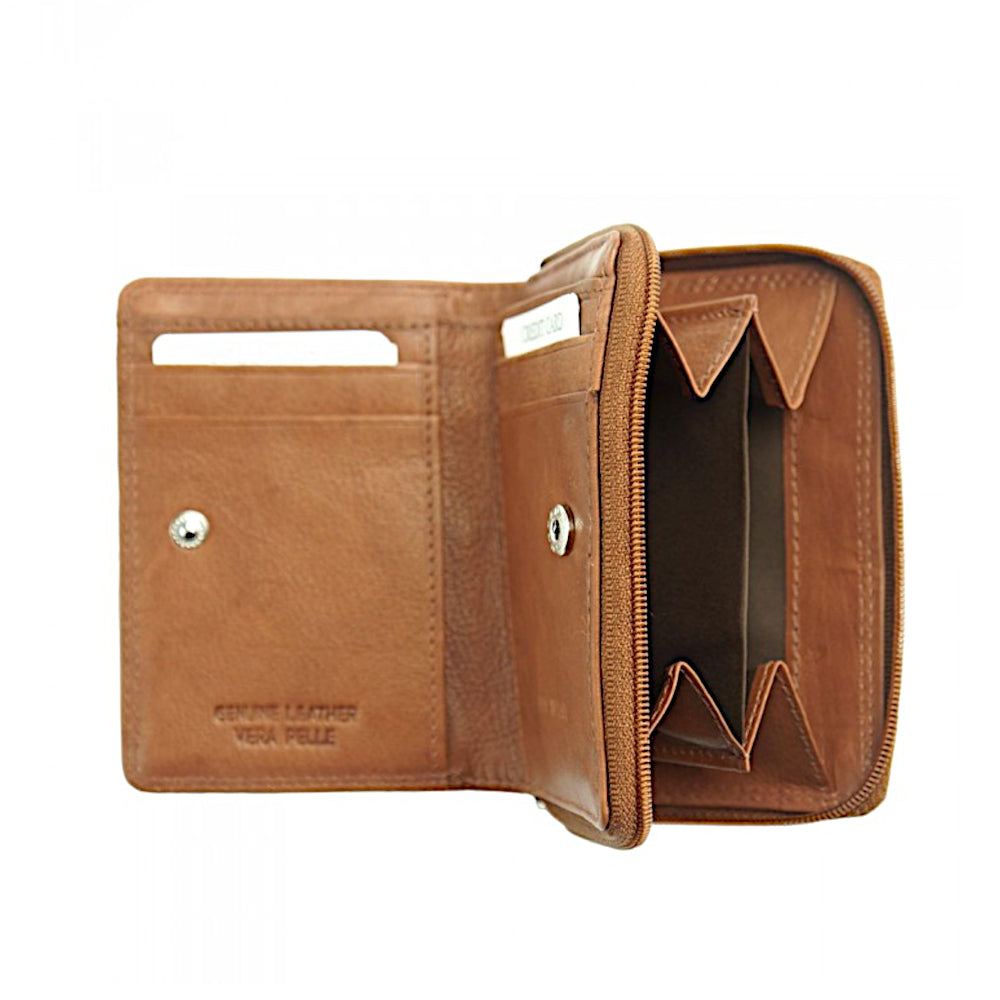 Portafoglio donna marrone in pelle 15x10 cm - Diamante