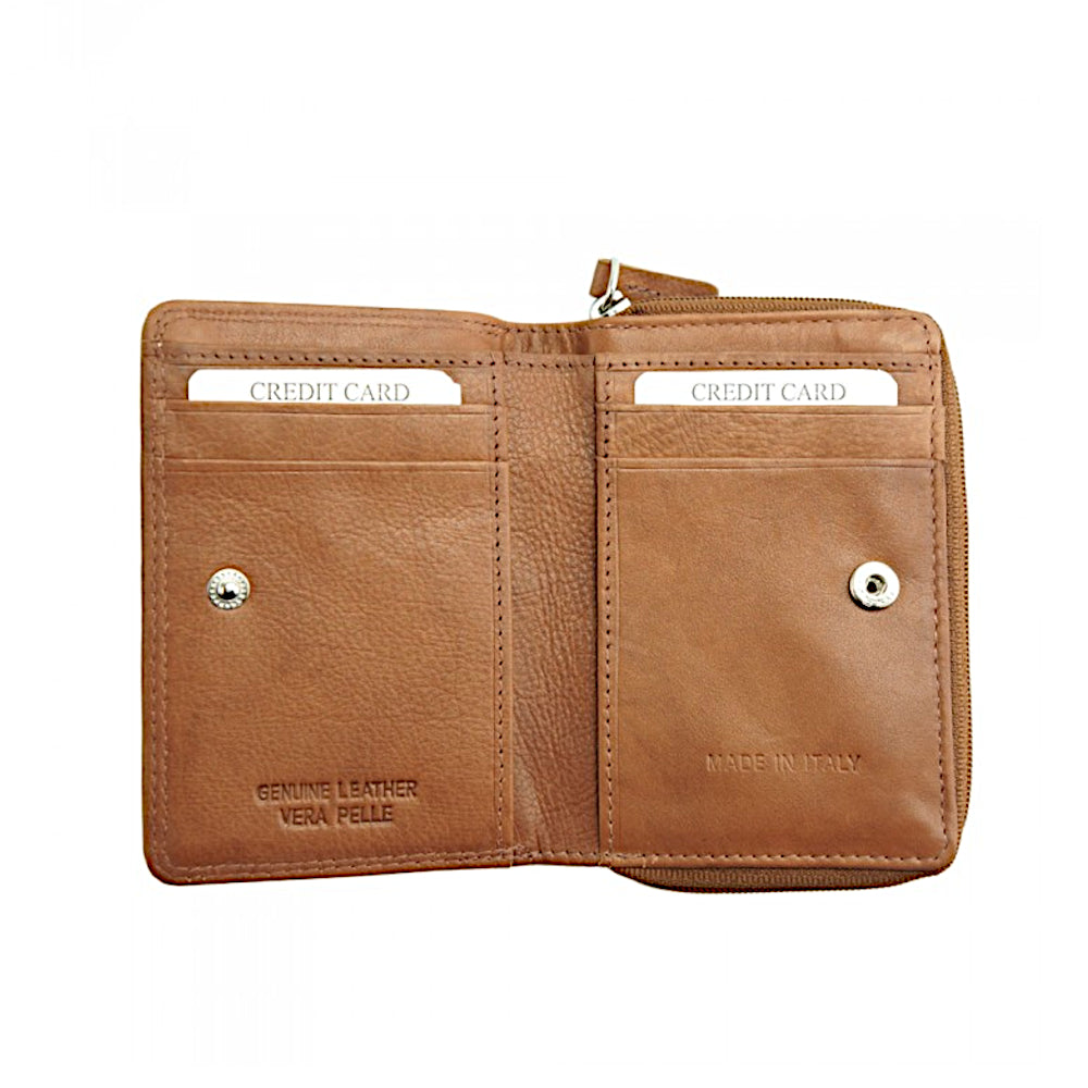 Portafoglio donna marrone in pelle 15x10 cm - Diamante