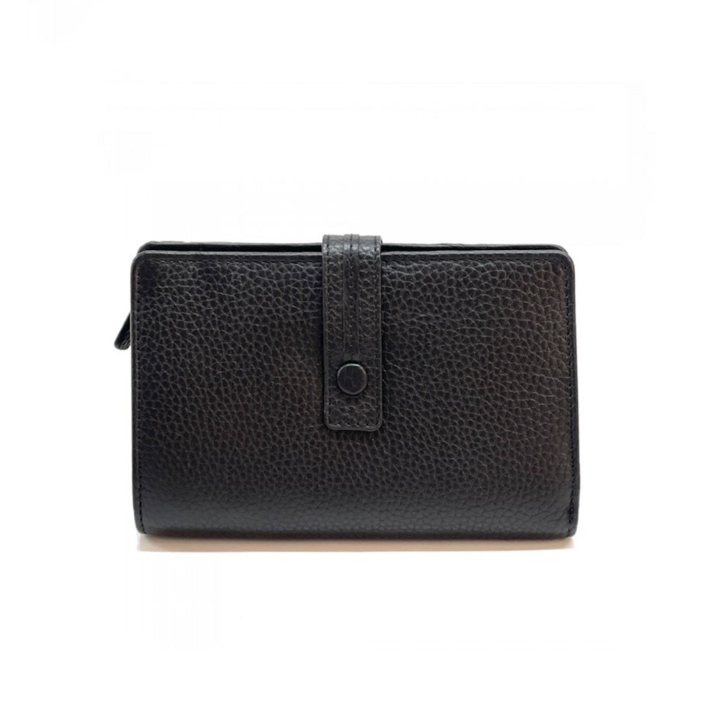 Portafoglio donna nero in pelle 16x10 cm Flora