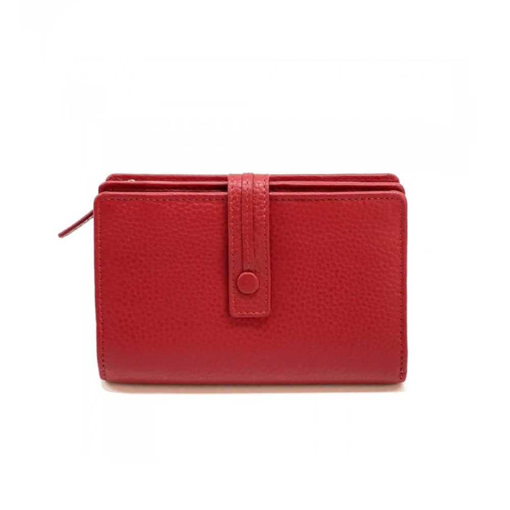 Portafoglio donna rosso chiaro in pelle 16x10 cm Flora