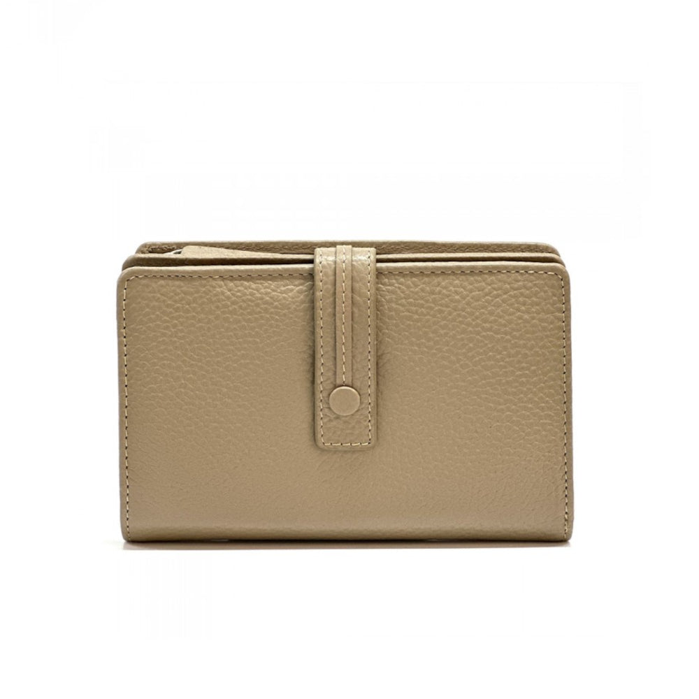 Portafoglio donna tortora chiaro in pelle 16x10 cm Flora