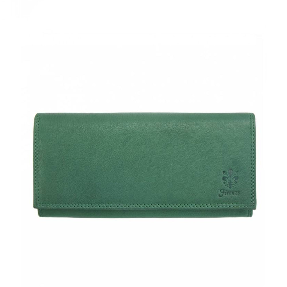 Portafoglio donna turchese in pelle 19x11 cm Aurora