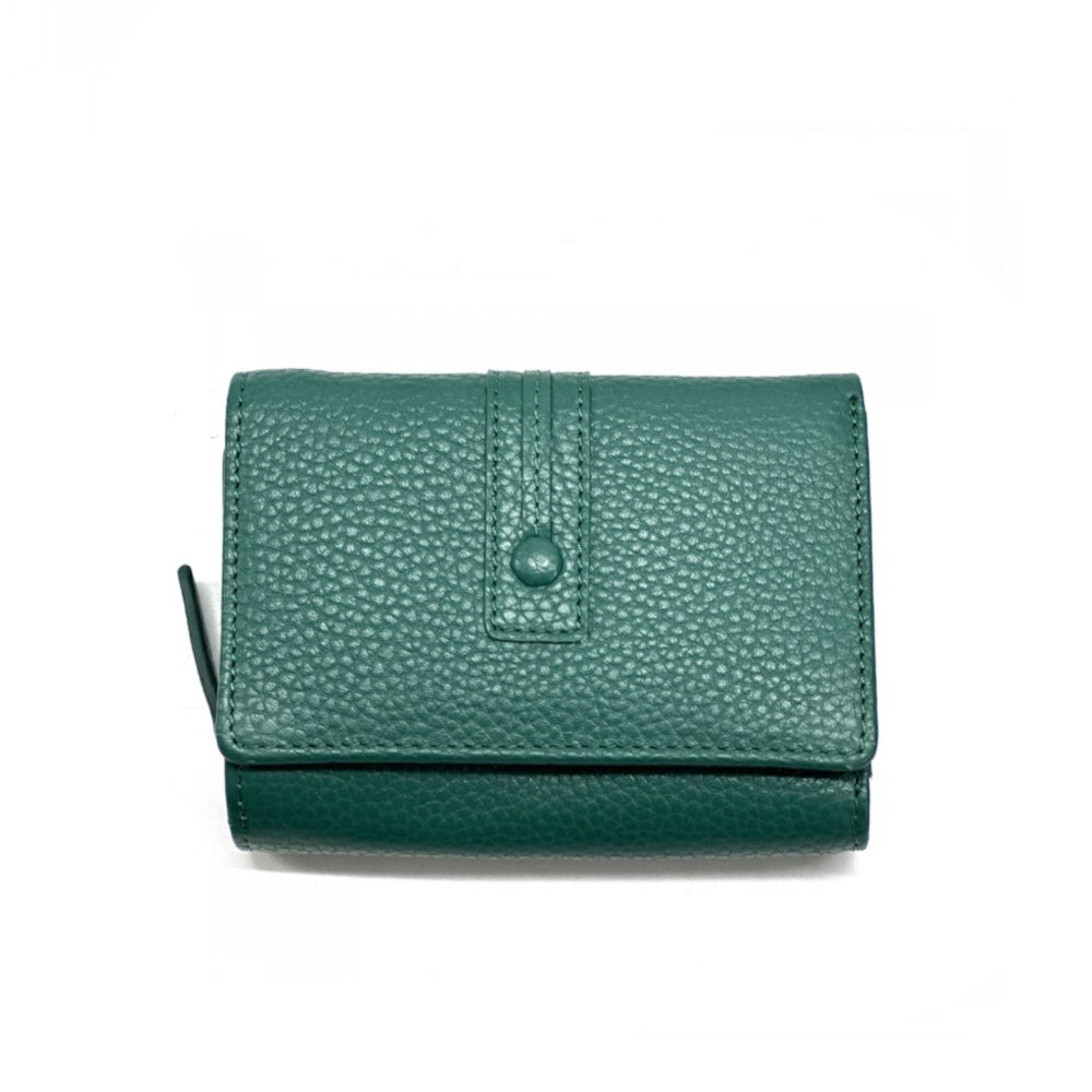 Portafoglio donna verde scuro in pelle 12.2x9 cm Jessa