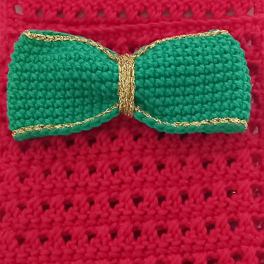 Portaposate di Natale rosso e verde ad uncinetto 11x21 cm