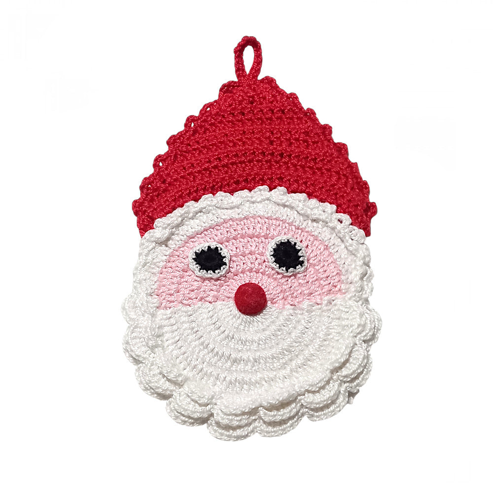 Presina a forma di Babbo Natale ad uncinetto 11.5x19 cm