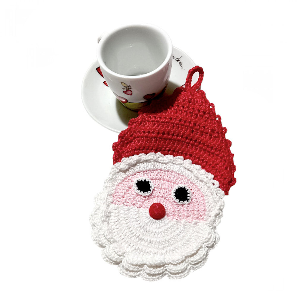 Presina a forma di Babbo Natale ad uncinetto 11.5x19 cm