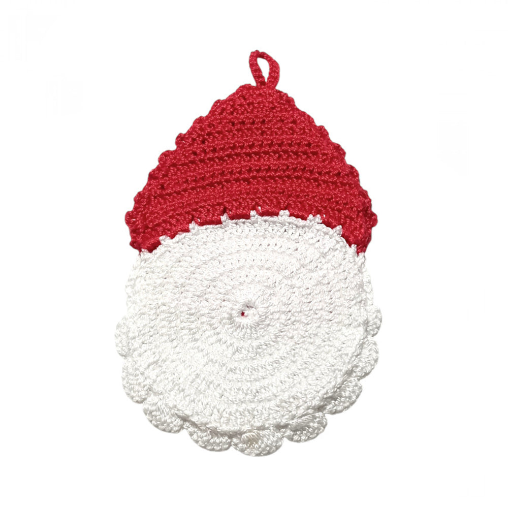Presina a forma di Babbo Natale ad uncinetto 11.5x19 cm