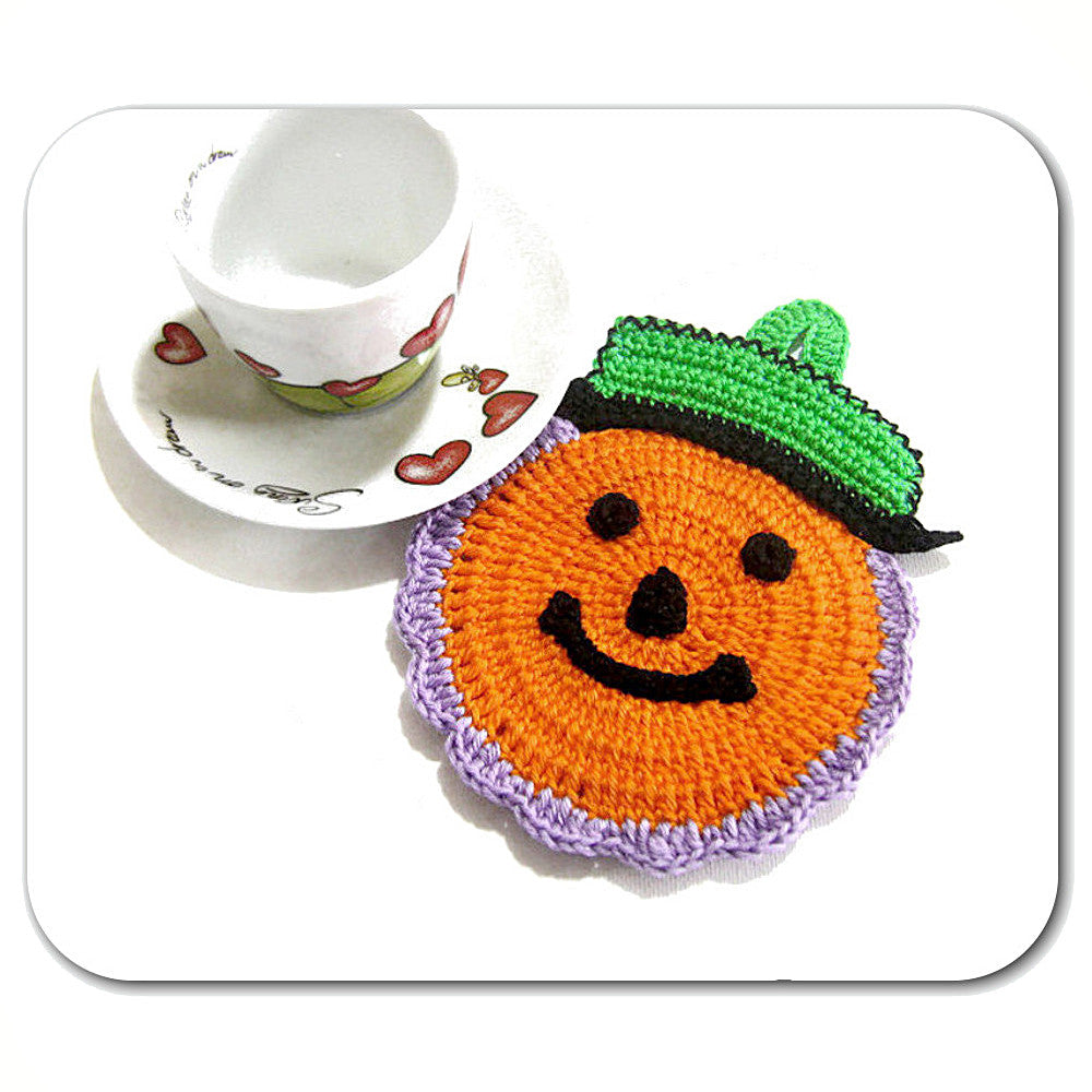 Presina di Halloween zucca arancione ad uncinetto 10.5x15 cm
