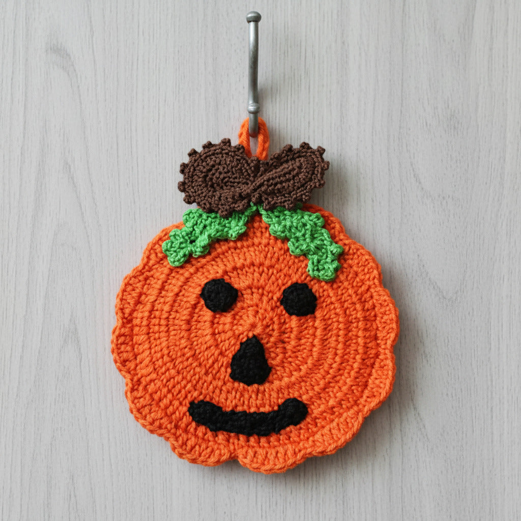 Presina di Halloween zucca arancione ad uncinetto 11.5x14 cm