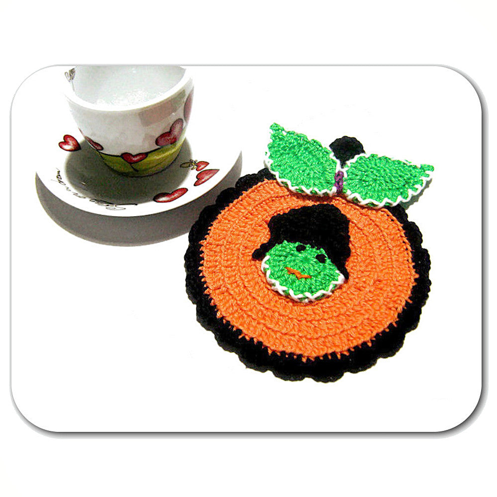 Presina di Halloween zucca con Grinch ad uncinetto 11.5x14 cm