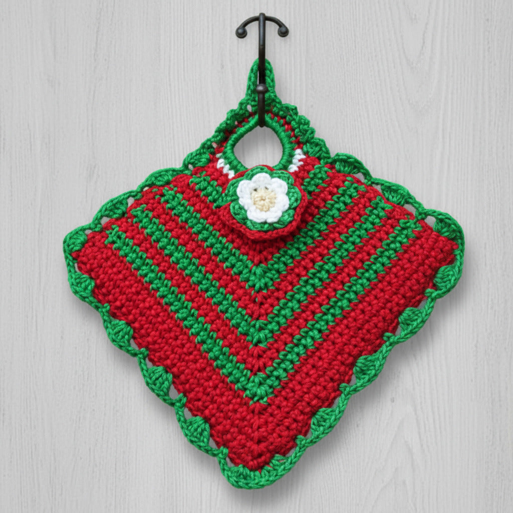 Presina di Natale rossa e verde ad uncinetto 13x15 cm