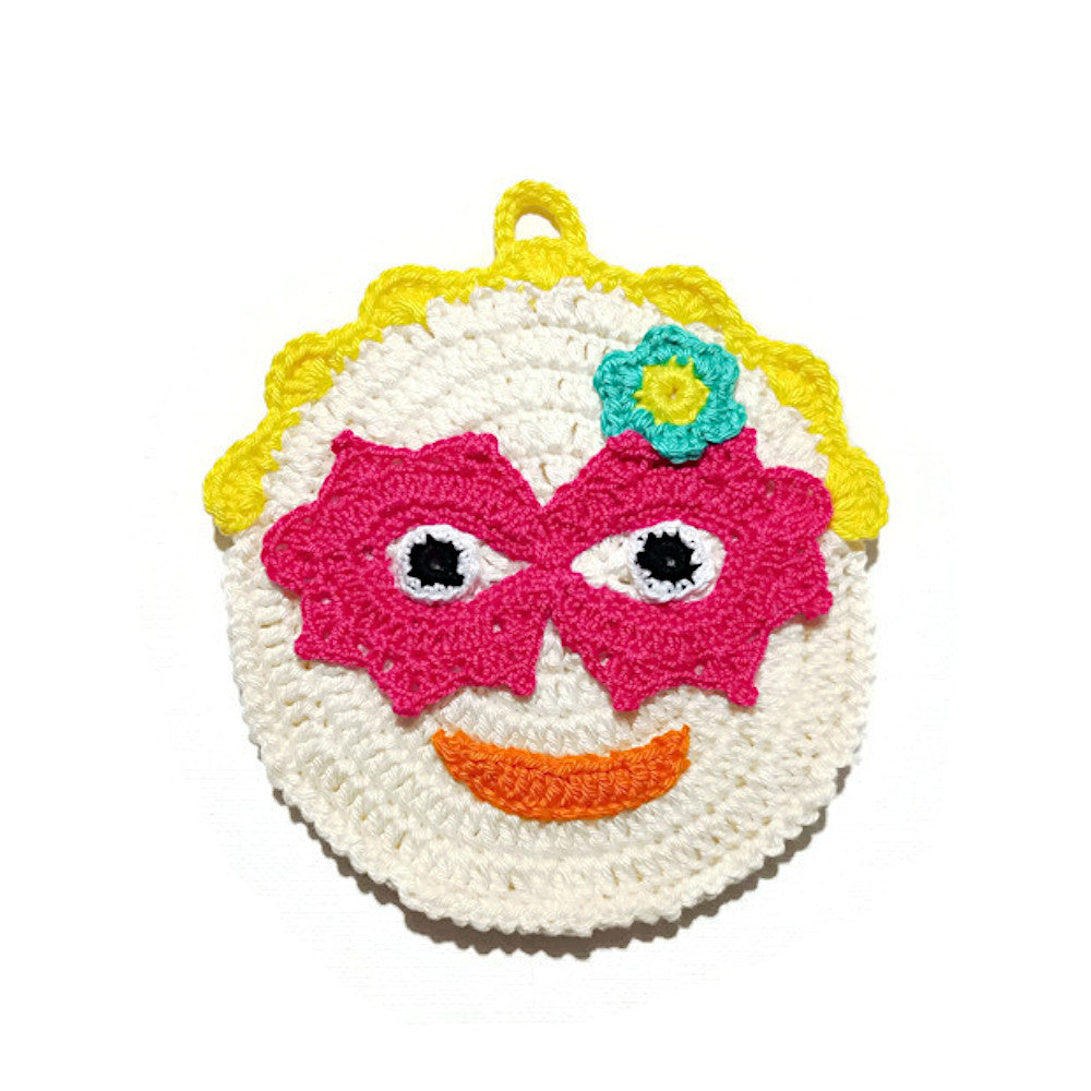 Presina maschera di Carnevale ad uncinetto 13 cm