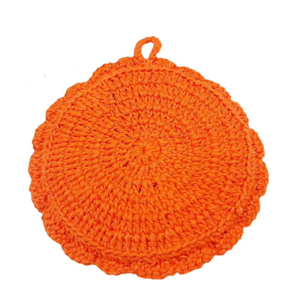 Presina multicolore rotonda con fiore ad uncinetto 11.5 cm