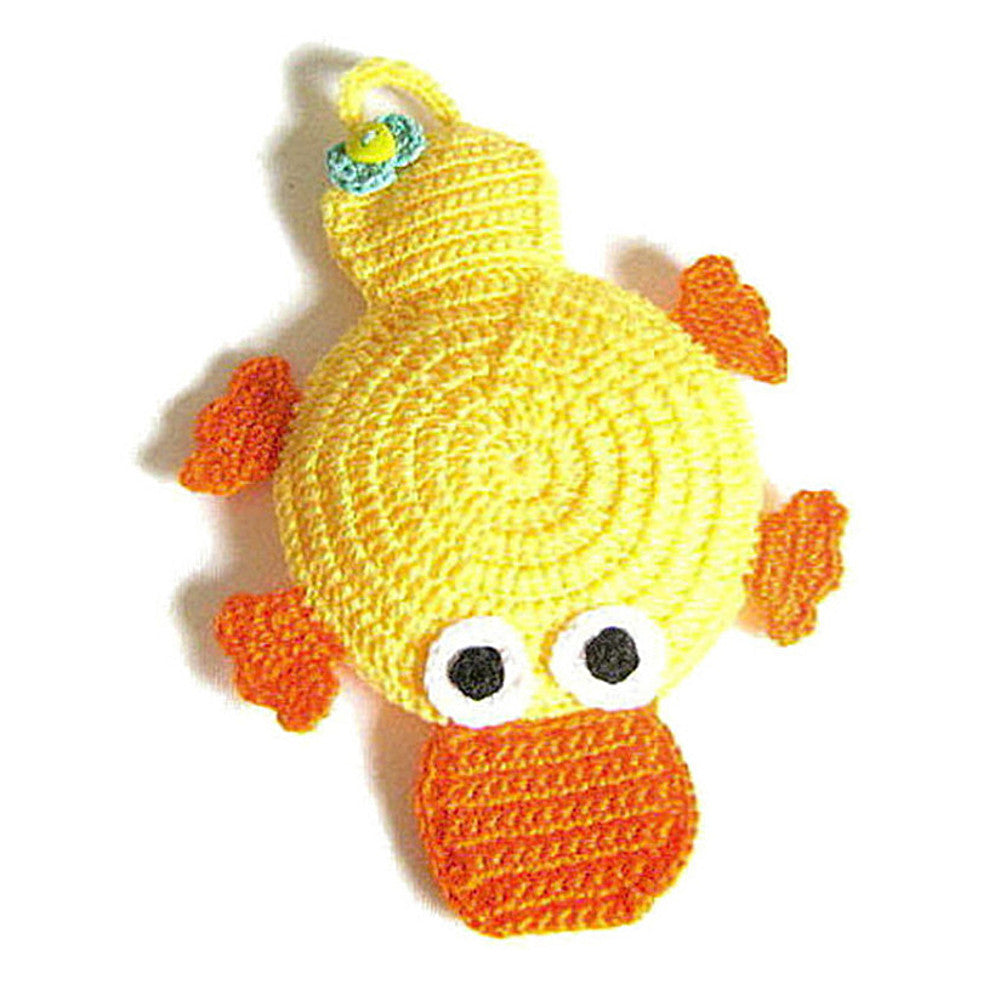 Presina papero giallo e arancione ad uncinetto 17x20 cm