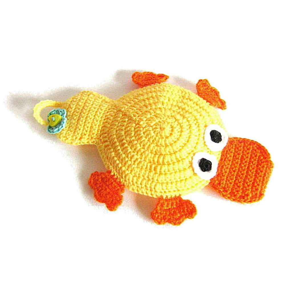 Presina papero giallo e arancione ad uncinetto 17x20 cm