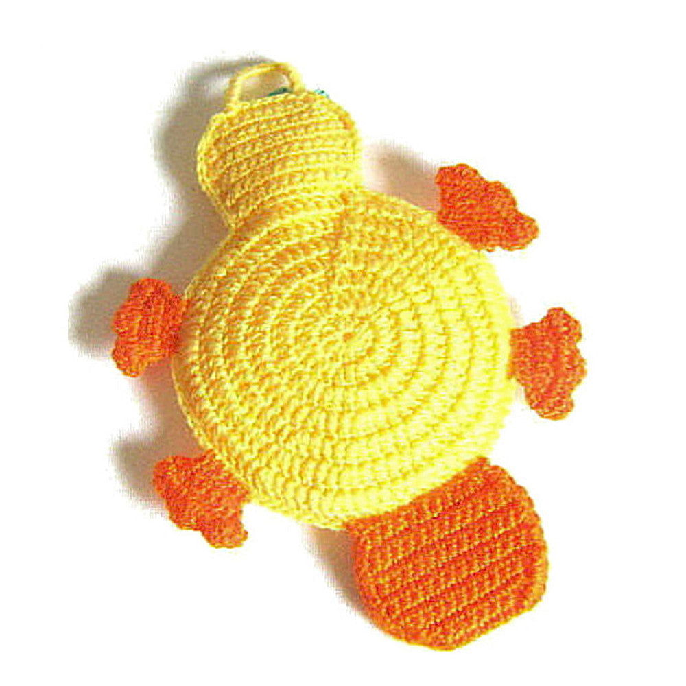 Presina papero giallo e arancione ad uncinetto 17x20 cm