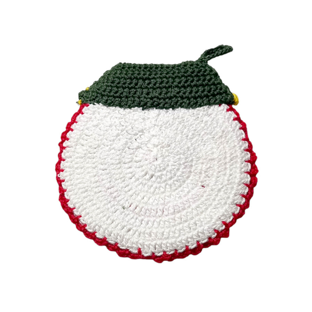Presina pupazzo di neve con cappello verde ad uncinetto 14x15 cm