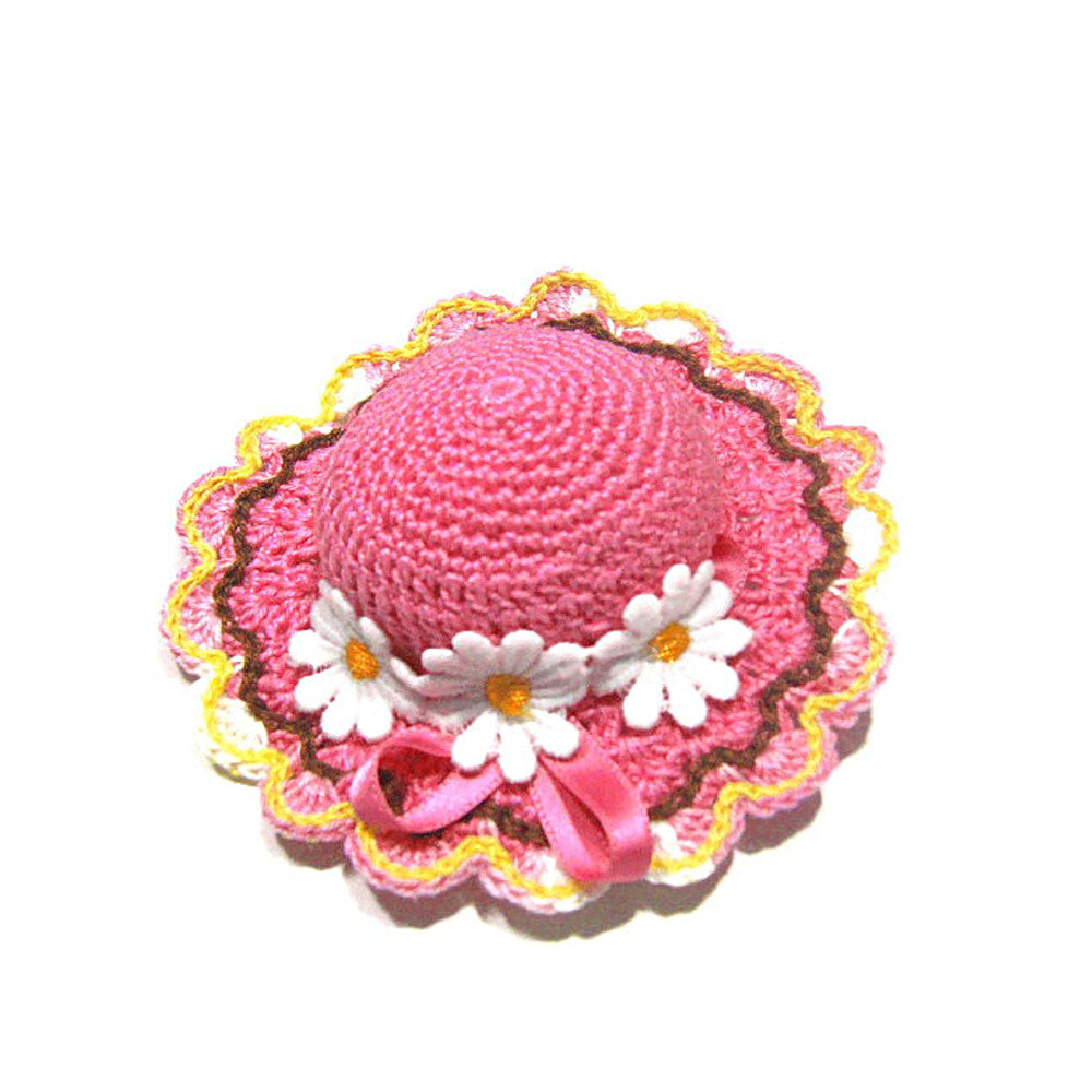 Presina vestitino e cappellino rosa e marrone ad uncinetto