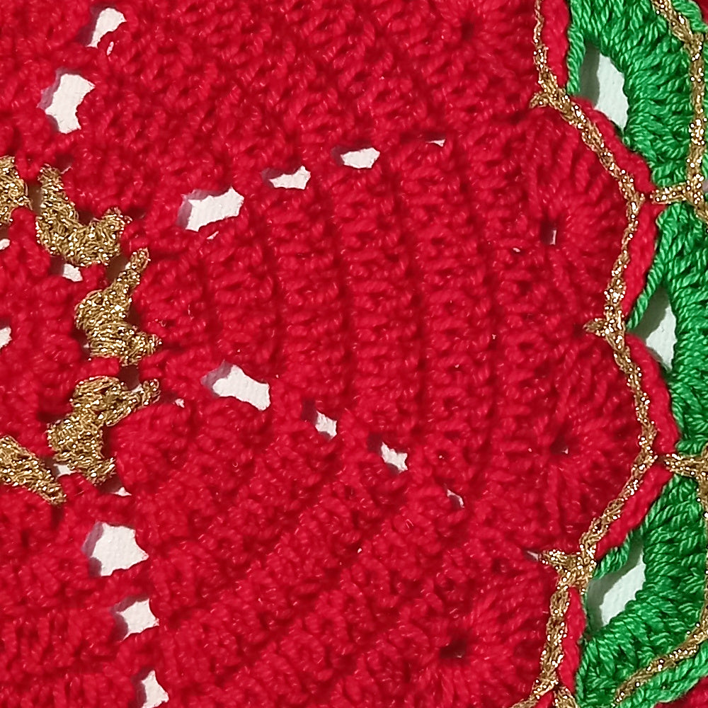 Sottopiatto di Natale Verde Rosso e Oro ad uncinetto