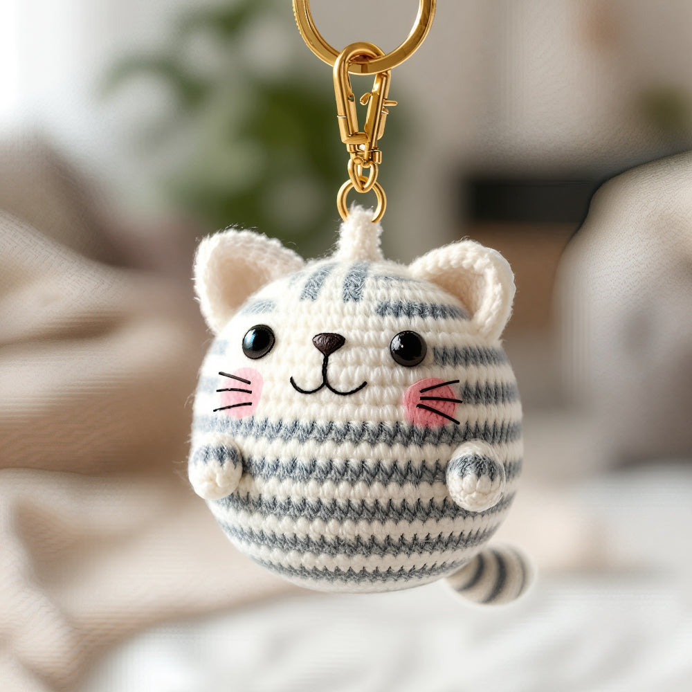 portachiavi amigurumi gatto ad uncinetto
