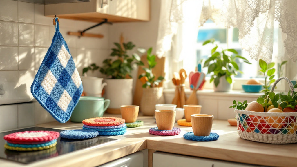 presina e sottobicchieri colorati in cucina